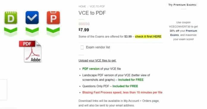 how to convert vce to pdf free