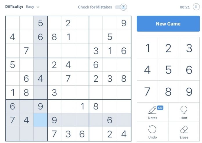 play sudoku for online